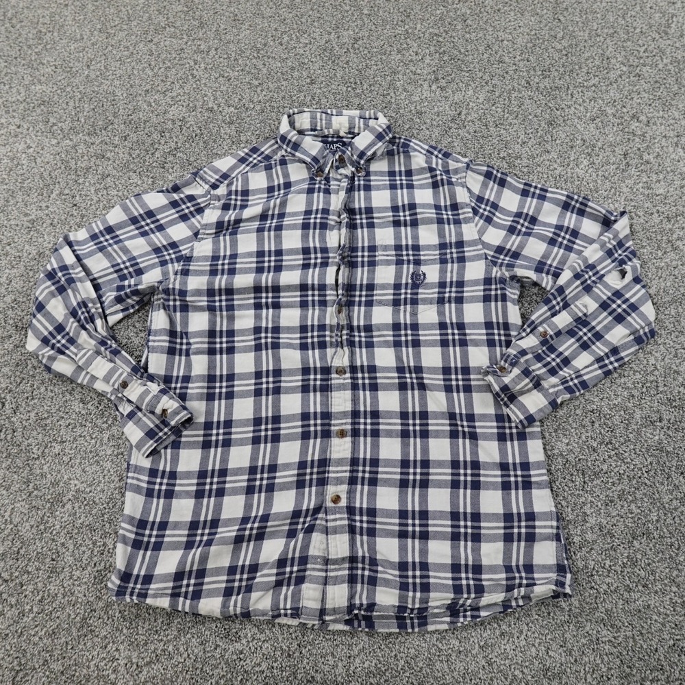 Ralph Lauren Chaps Shirt Mens Small Blue White Crest Logo Long Sleeve Button Up